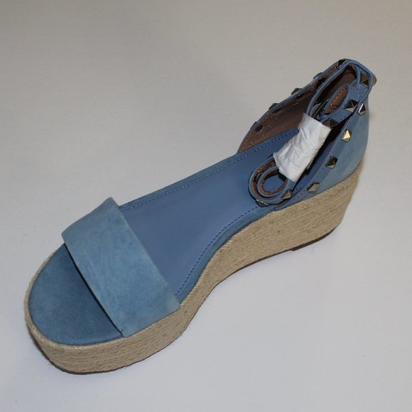 MARC FISHER BLUE STUDDED ANKLE STRAP ESPADRILLE - Picture 1 of 8